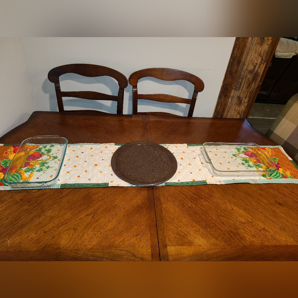 Reversible Fall/Thanksgiving & Fruit baskets. Table runner hot pad  68×14 inches